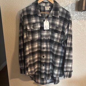 Plaid Button Down Shirt - Black and White